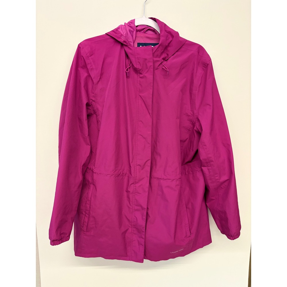 Gorpcore Outdoor Rain Jacket Hooded Mesh Lined Lands End Women L Pink Girlcore